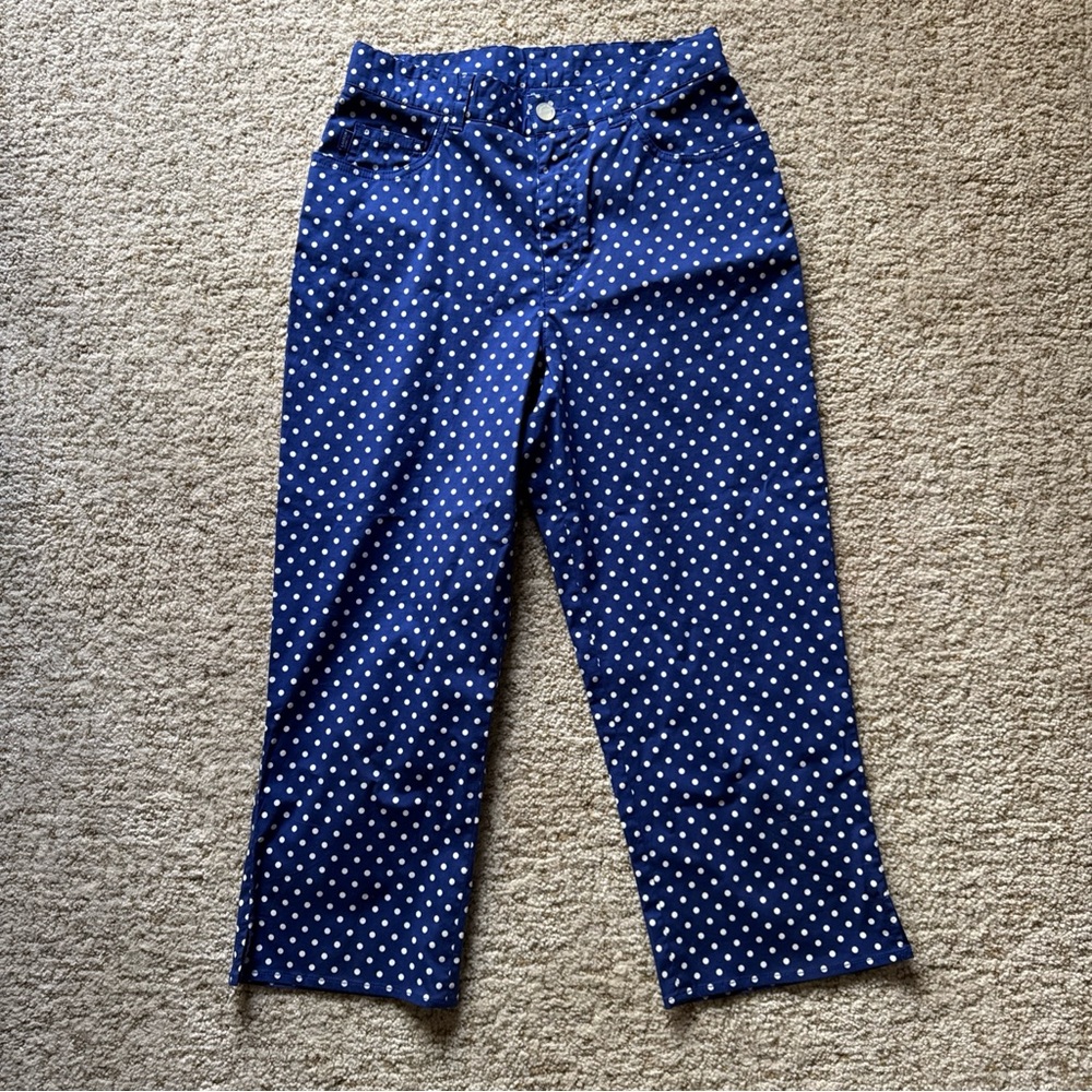Lauren Jeans Co. Ralph Lauren Size 4 Royal Blue White Polka Dot Capri Pants - Picture 6 of 8